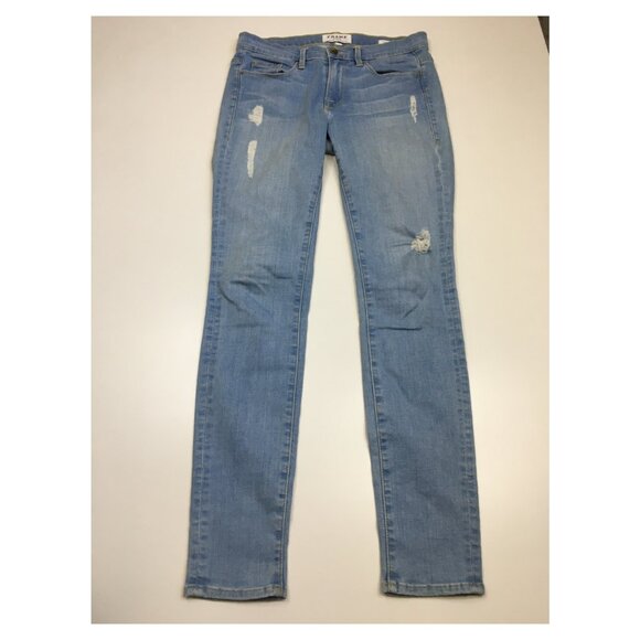 FRAME Denim 5 Pocket Echo Park Wash Le Skinny De Jeanne Distressed Jeans - Picture 1 of 12